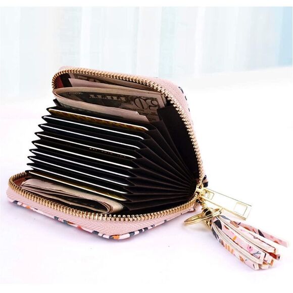 Pink Floral Leather Compact Wallet - Picture 4 of 4